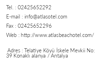Atlas Beach Otel iletiim bilgileri